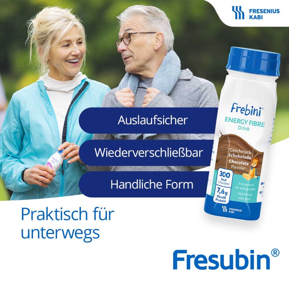 Frebini Energy Fibre Trinknahrung Schokolade 6X4X200 ml Flüssigkeit