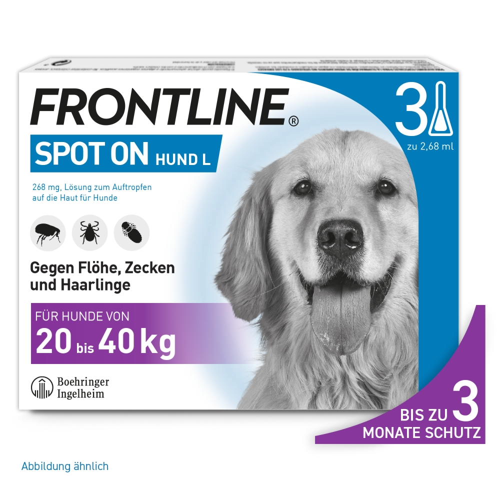 FRONTLINE SPOT-ON gegen Zecken, Flöhe und Haarlinge für Hunde L (20-40 kg)  3 St Lösung