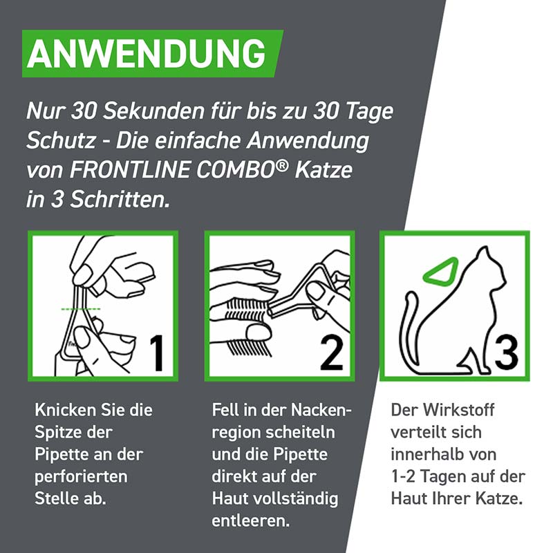 FRONTLINE COMBO 3 Stk. der Kombischutz für Tier und Heim gegen Zecken, Flöhe und Haarlinge bei Katzen und Frettchen 3 St Lösung