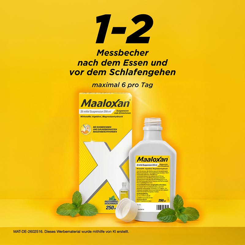 MAALOXAN Suspension bei Sodbrennen & Magenschmerzen 250 ml Suspension