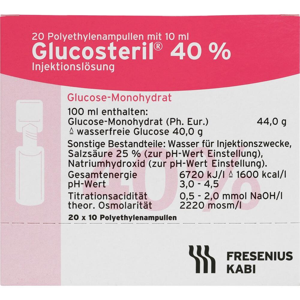 GLUCOSTERIL 40% Injektionslösung 20X10 ml Injektionslösung