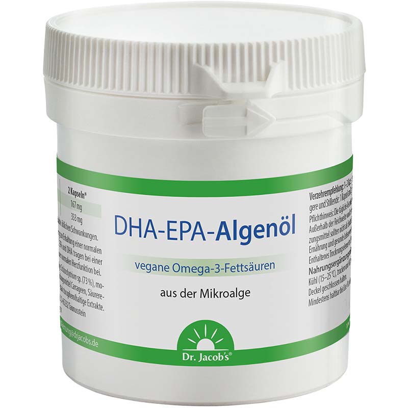 Dr. Jacob's DHA-EPA-Algenöl Kapseln Omega-3-Fettsäuren vegan