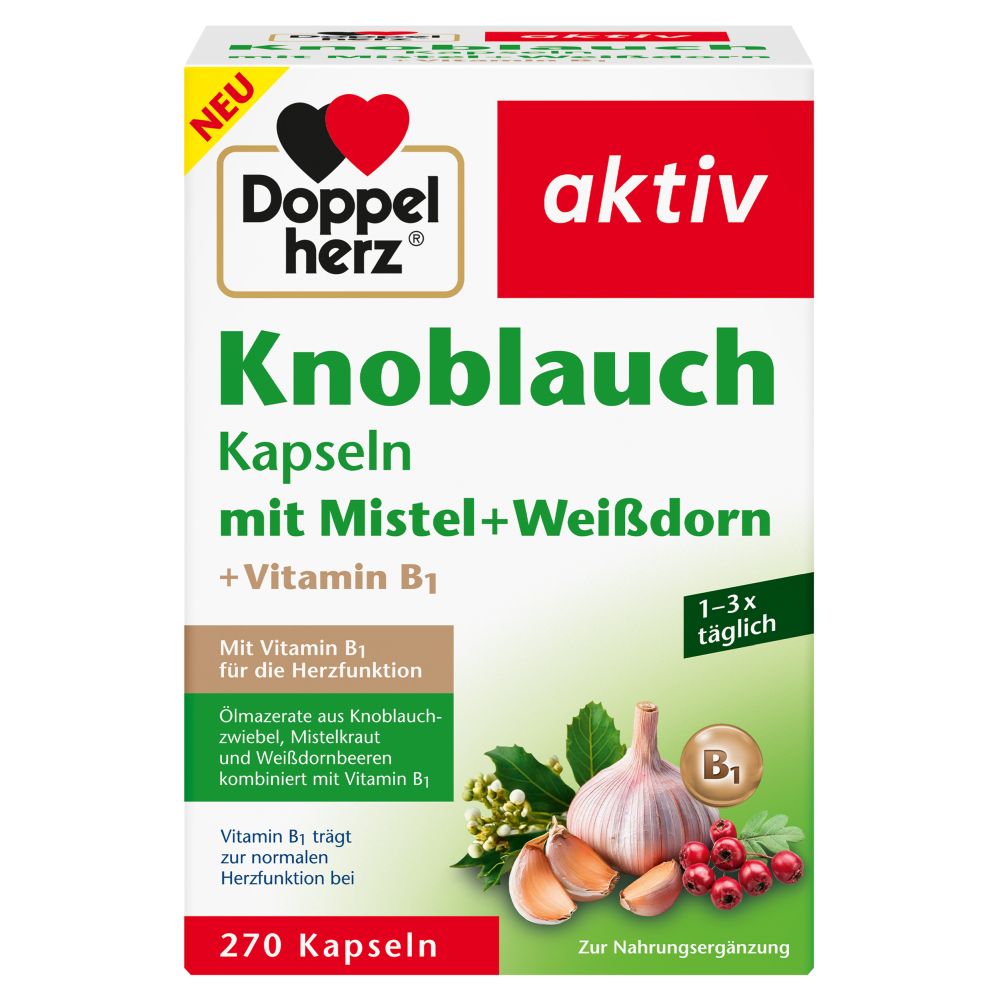 Doppelherz aktiv Knoblauch Kapseln mit Mistel + Weißdorn 270 St Kapseln