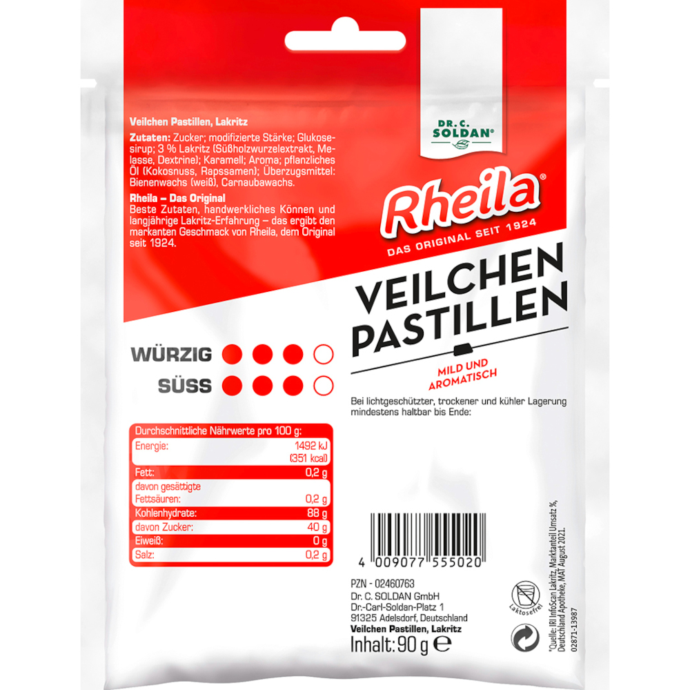 RHEILA Veilchen Pastillen mit Zucker 90 g Bonbons