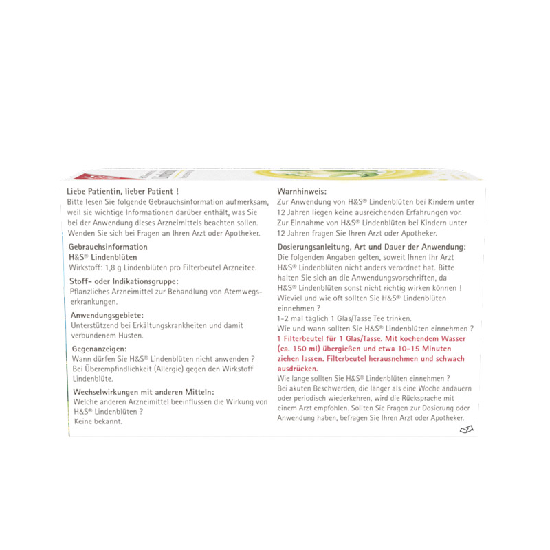 H&S Arzneitee Lindenblüten 20X1.8 g Filterbeutel