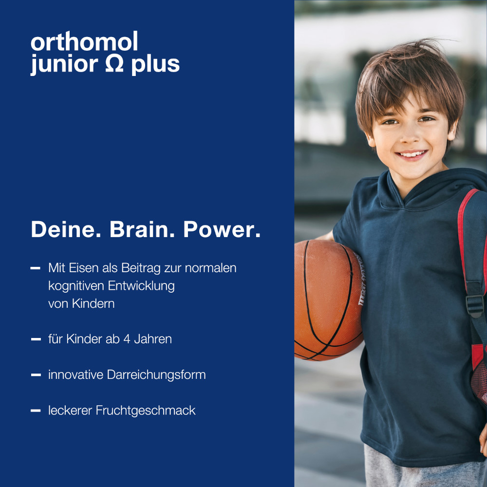 orthomol junior Omega plus - mit Eisen, Omega-3-Fettsäuren und Vitamin B12 - 90 Toffees
