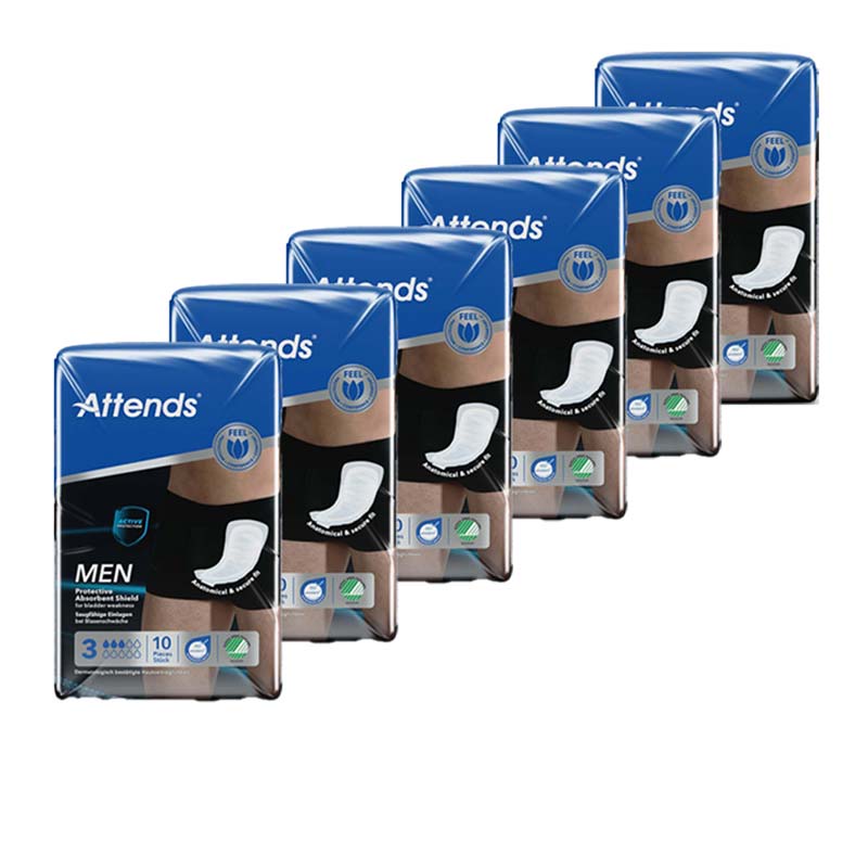 Attends MEN 3 Protective Absorbent Shield Box 6X10 St Beutel