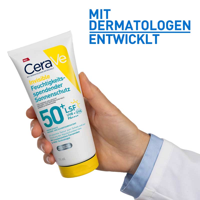 CeraVe Invisible Feuchtigkeitsspendender Sonnenschutz LSF 50+ 75 ml Lotion