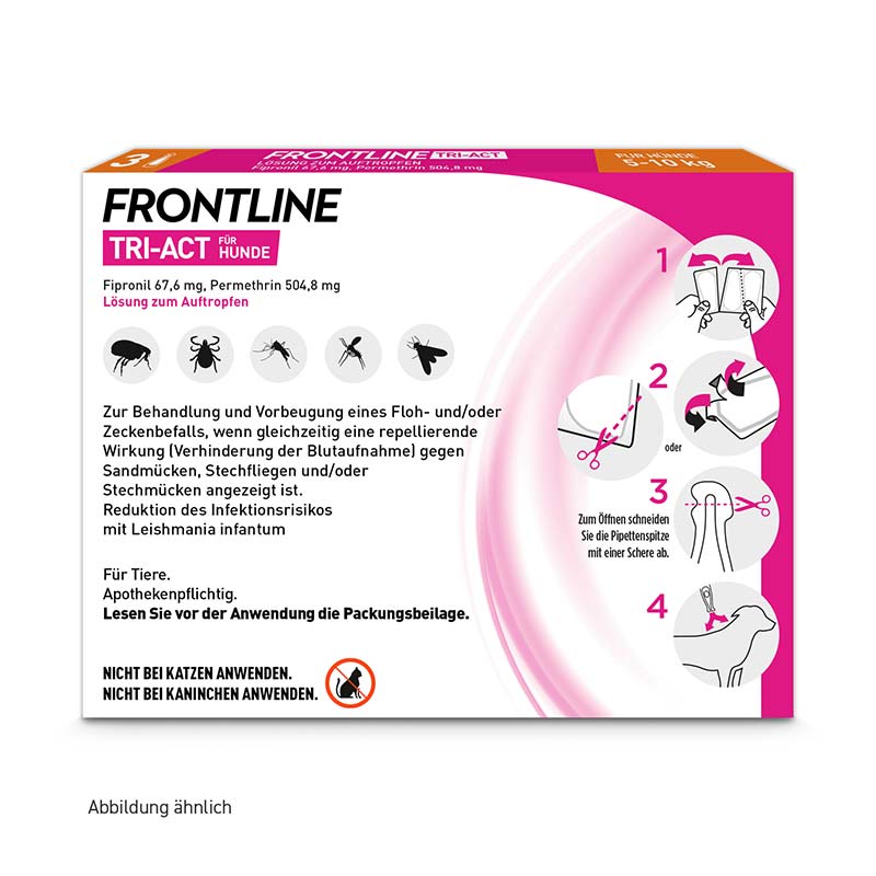 FRONTLINE TRI-ACT gegen Zecken, Flöhe und fliegende Insekten für Hunde S (5-10 kg)  3 St Lösung