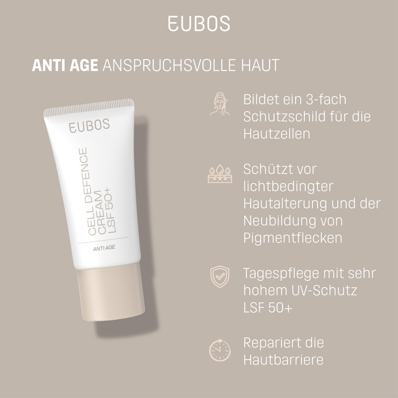 EUBOS CELL DEFENCE CREAM LSF 50+ ANTI AGE 50 ml Tagescreme
