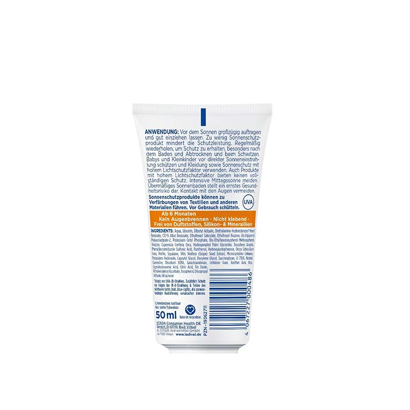 Ladival Empfindliche Kinderhaut Sonnenschutz-Creme Gesicht & Körper LSF 50+: Sonnencreme für Kinder und Babys ab 6 Monaten, pflegend, wasserfest, mit 4-fach Zellschutz, 50ml