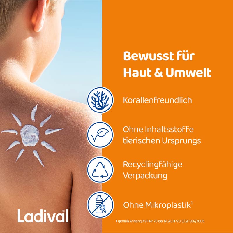 Ladival Empfindliche Kinderhaut Sonnenschutz-Milch LSF 50+: Sonnencreme für Kinder und Babys ab 6 Monaten, extra wasserfest, mit 4-fach Zellschutz, 200ml