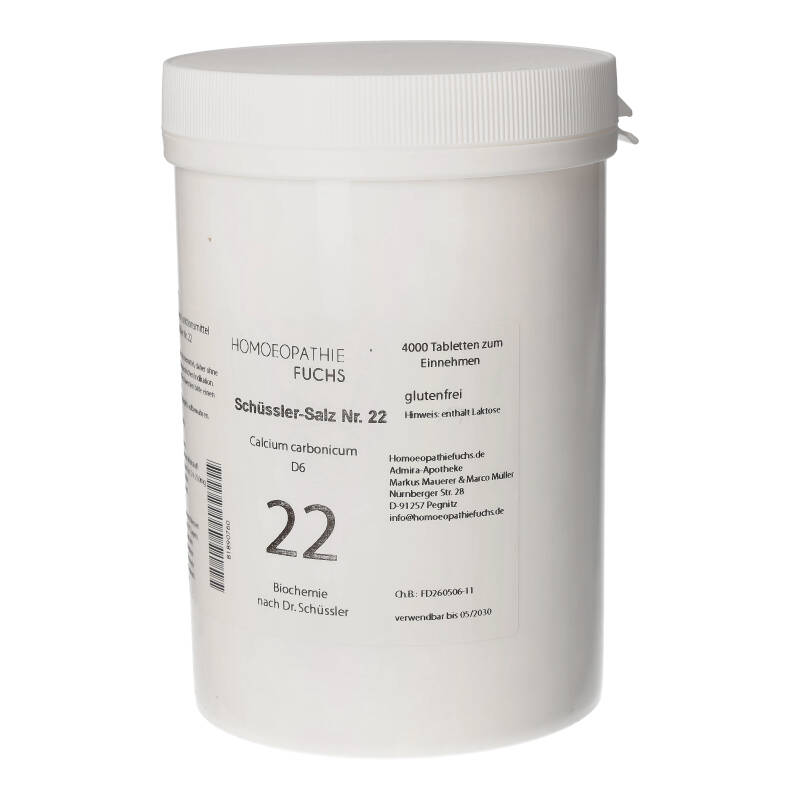 HOMOEOPATHIEFUCHS Schüssler-Salz Nummer 22 Calcium carbonicum D6 Biochemie 4000 St Tabletten