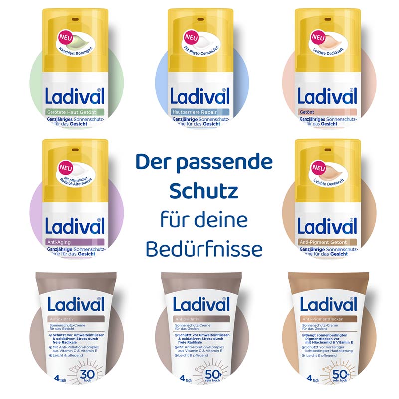 Ladival Anti-Pigment Getönt Sonnenschutz-Creme Gesicht LSF 50+: Sonnencreme Anti-Pigmentflecken mit Niacinamid & Vitamin E, kaschierende BB Cream für ebenmäßige Haut, nicht komedogen mit leichter Deckkraft, 50 ml