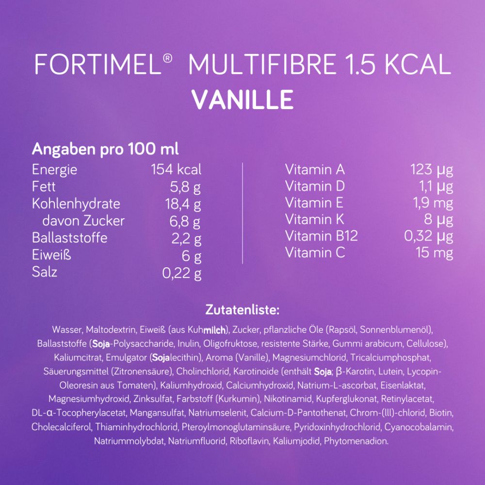 Fortimel Multifibre 1.5 kcal Vanillegeschmack 4X200 ml Flüssigkeit