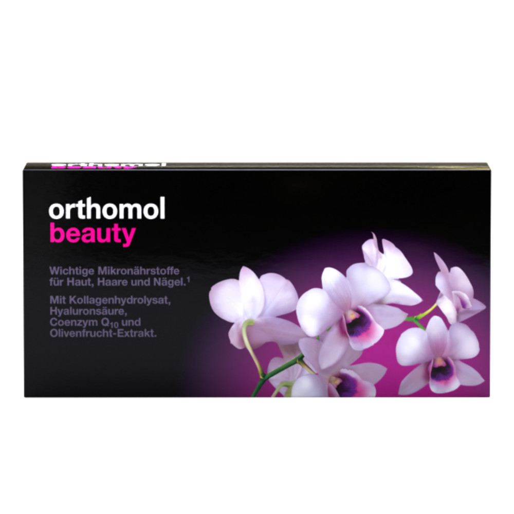 orthomol beauty für Frauen - mit Hyaluronsäure, Kollagen und Coenzym Q10 - Trinkampullen