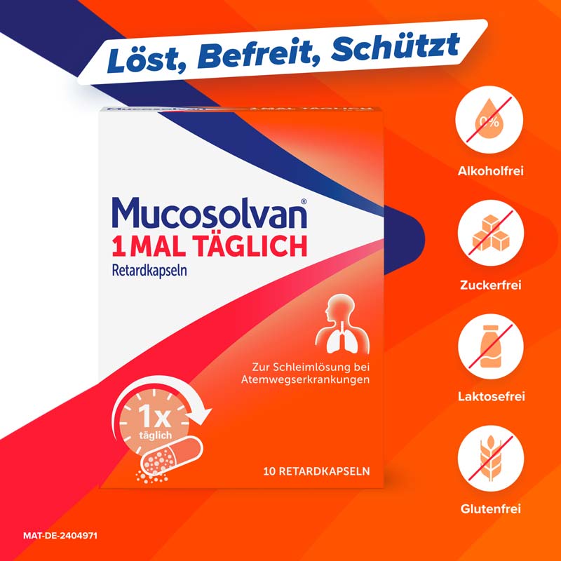 MUCOSOLVAN 1x täglich Retardkapseln Schleimlöser  10 St Retard-Kapseln
