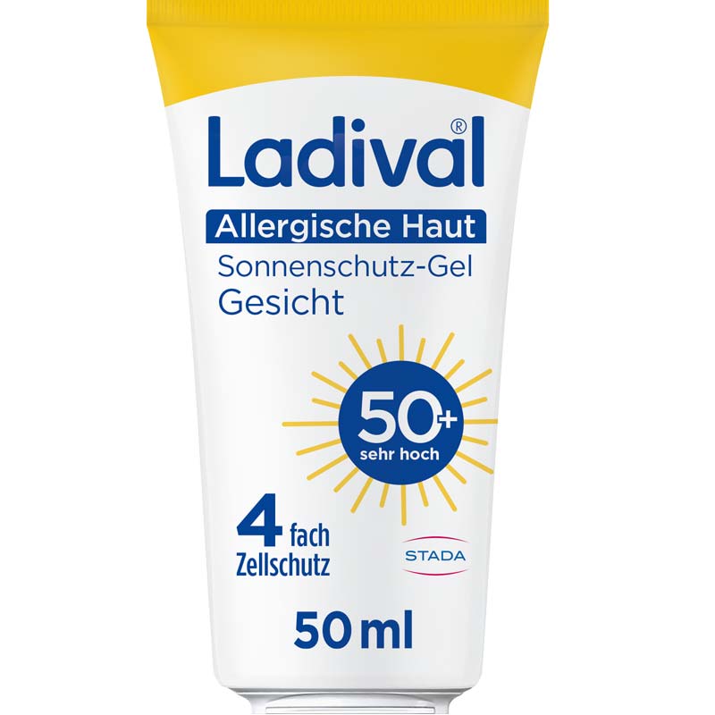 Ladival Allergische Haut Sonnenschutz-Gel LSF 50+: Sonnencreme für das Gesicht bei Sonnenallergie und Mallorca-Akne, mit 4-fach Zellschutz & Photolyase, 50ml