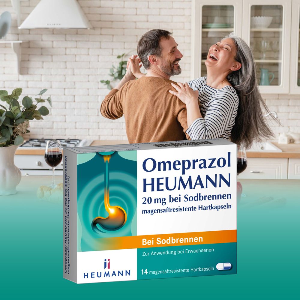 Omeprazol HEUMANN 20mg bei Sodbrennen 14 St Magensaftresistente Hartkapseln
