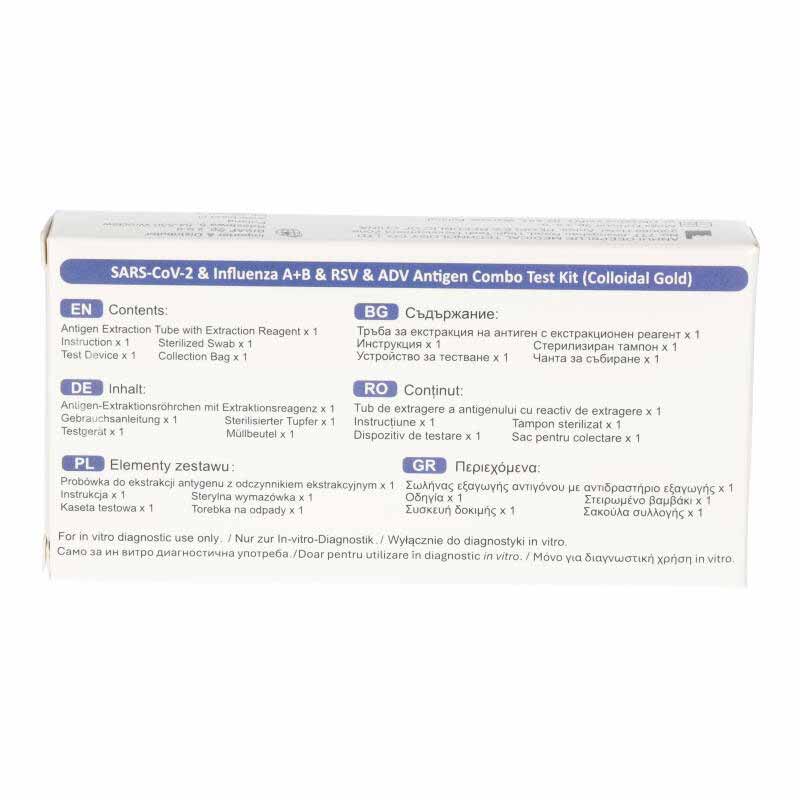 SARS-CoV-2 & Influenza A+B & RSV & ADV Antigen Combo Test Kit 1 St Test