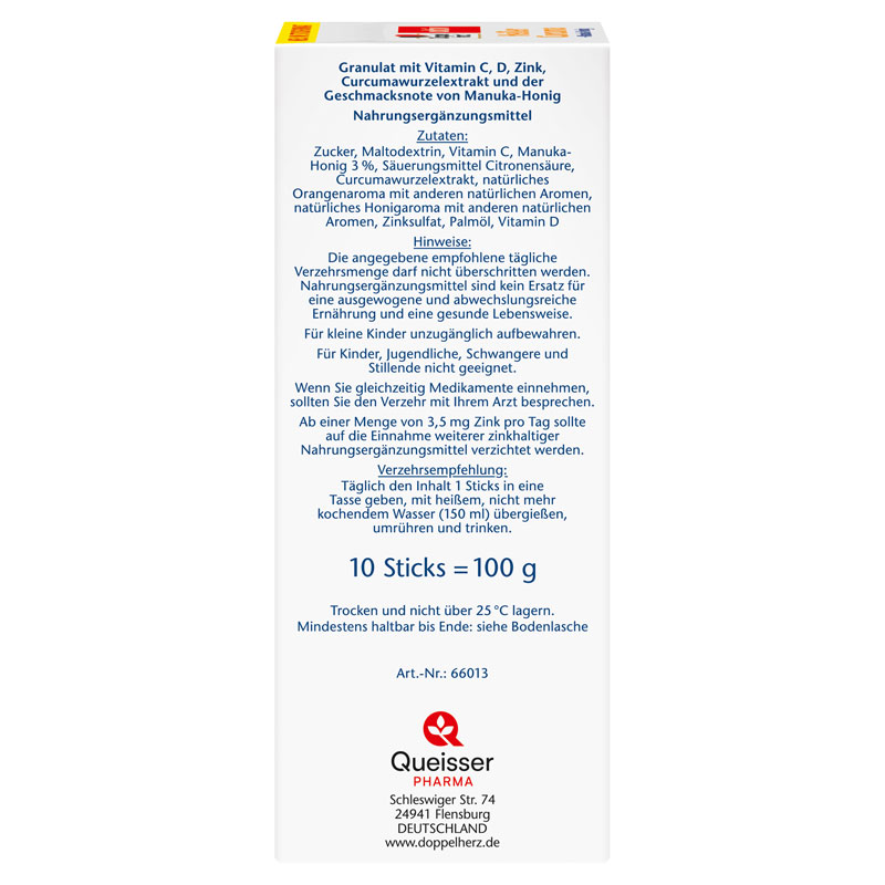 Doppelherz aktiv Heißer Curcuma + Manuka-Honig 10 St Granulat