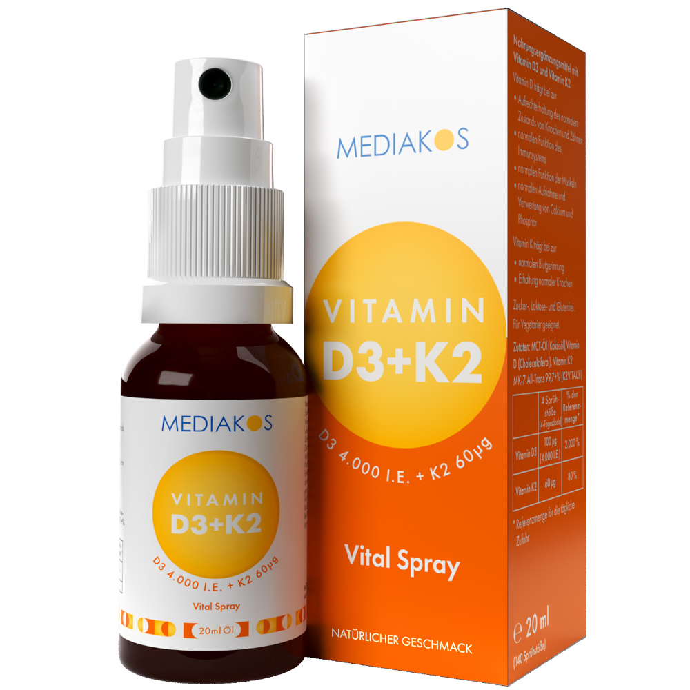 MEDIAKOS Vitamin D3 + K2 4000 I.E. / 60µg  20 ml Spray