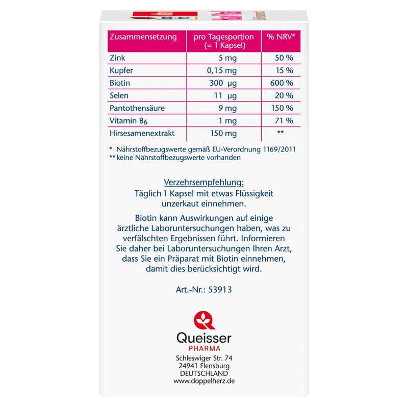 Doppelherz aktiv Haar Vital + Zink + Hirsesamenextrakt 60 St Kapseln