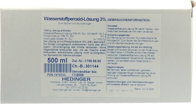 Wasserstoffperoxid-lösung 3% Standardzulassung 500 ml Lösung