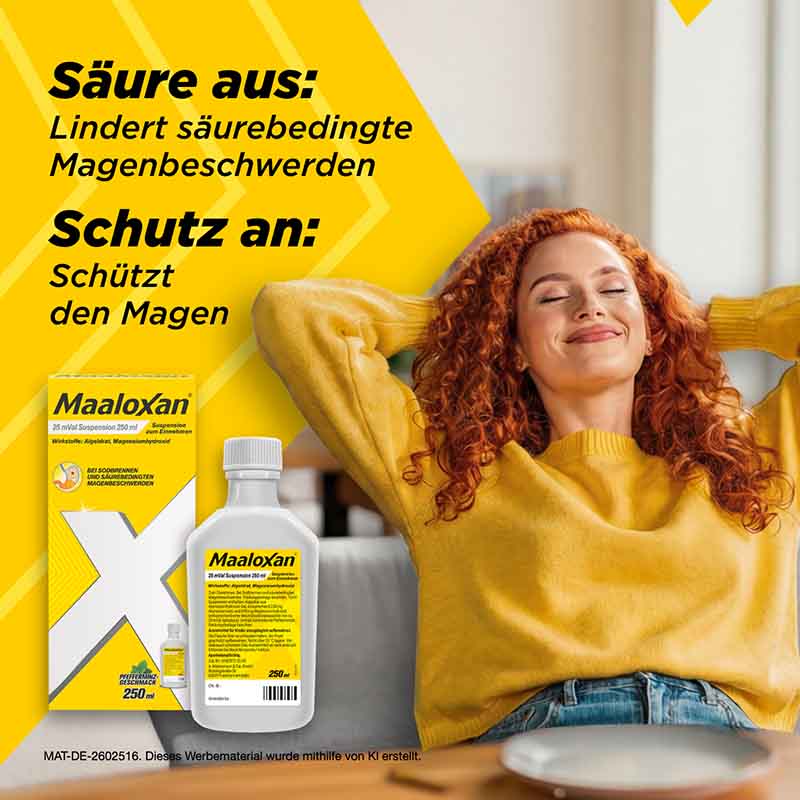 MAALOXAN Suspension bei Sodbrennen & Magenschmerzen 250 ml Suspension