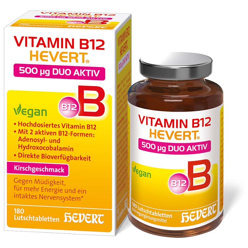 HEVERT VITAMIN B12 500 µg DUO AKTIV 180 St Lutschtabletten