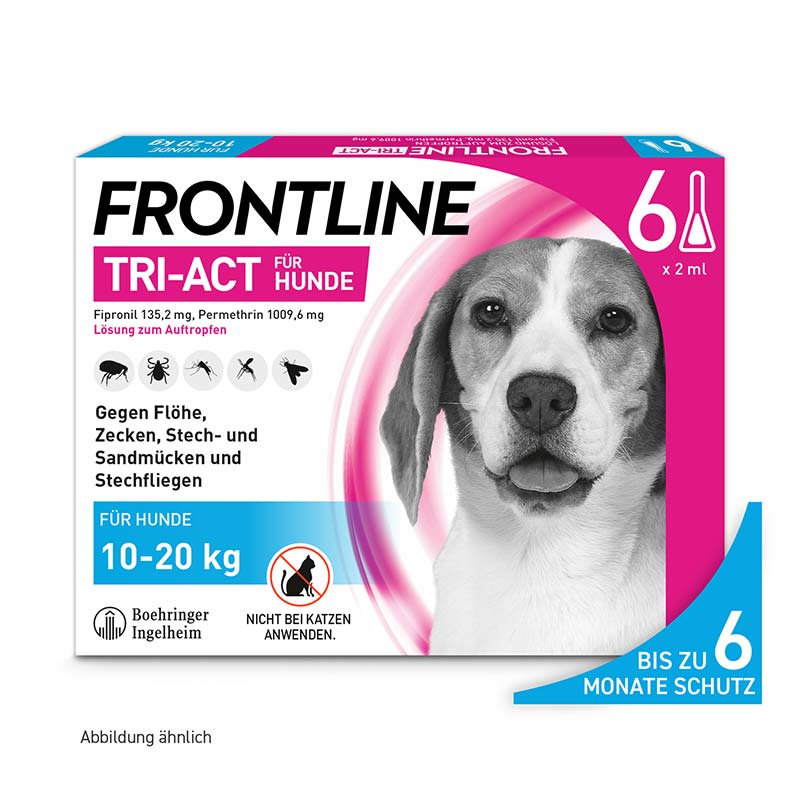 FRONTLINE TRI-ACT gegen Zecken, Flöhe und fliegende Insekten für Hunde M (10-20 kg)  6 St Lösung