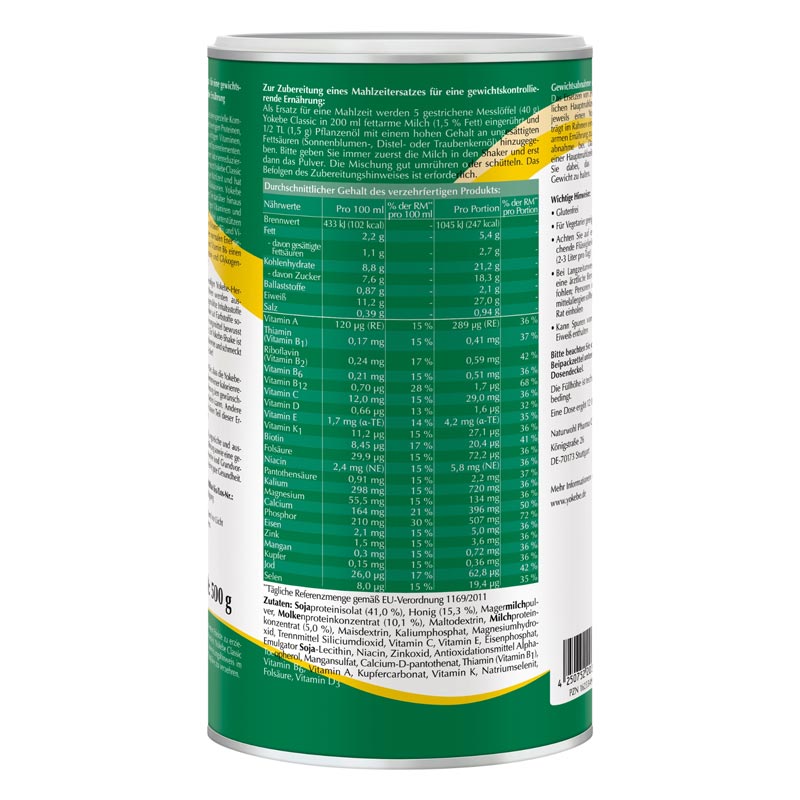 Yokebe Aktivkost Classic NF 500 g Pulver