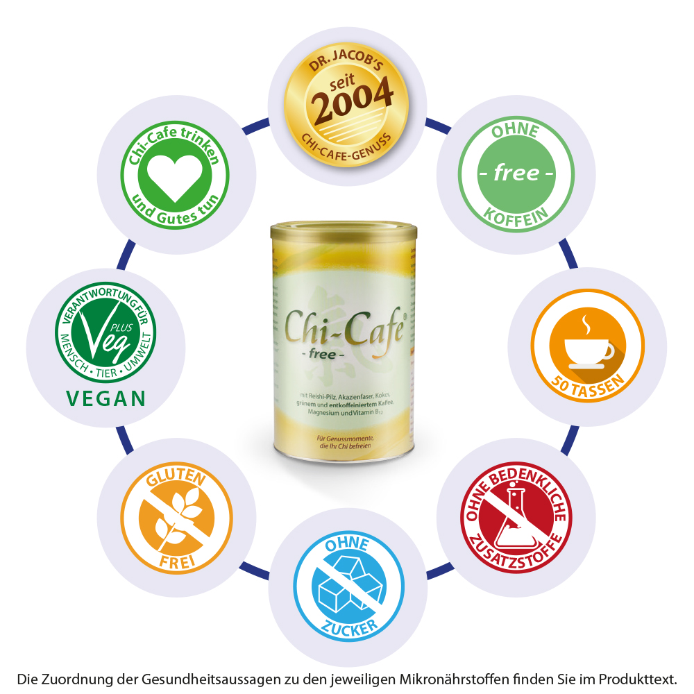 Chi-Cafe free Wellness Kaffee entkoffeiniert + Akazienfaser
