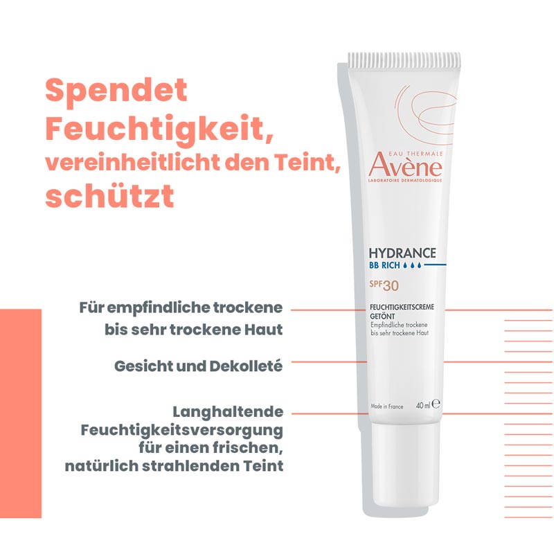 Avène HYDRANCE BB-RICH FEUCHTIGKEITSCREME GETÖNT  40 ml Creme