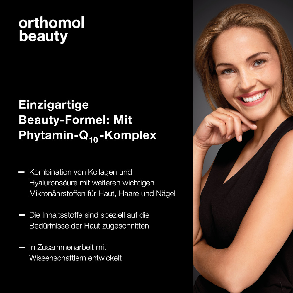 orthomol beauty für Frauen - mit Hyaluronsäure, Kollagen und Coenzym Q10 - Beauty-Box mit Trinkampullen