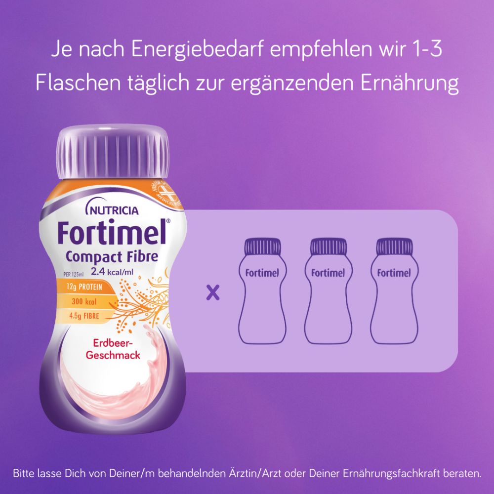 Fortimel Compact Fibre 2.4 Trinknahrung Erdbeere 8X4X125 ml Flüssigkeit