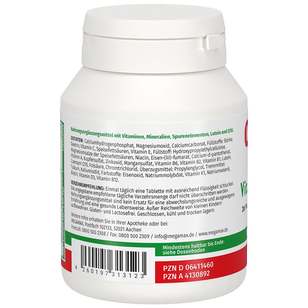 MEGAMAX Vitamine A-Z+Q10+Lutein Tabletten 100 St Tabletten