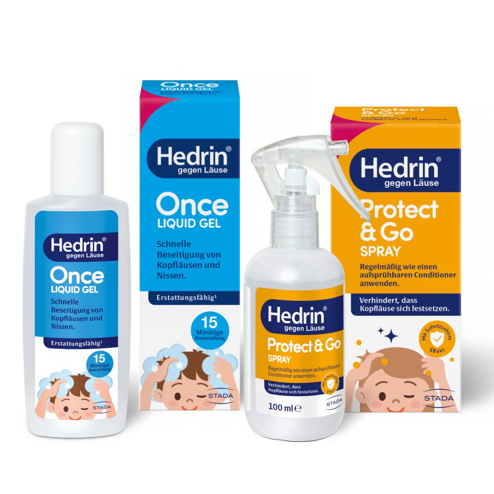 HEDRIN ONCE Liquid Gel + Protect & Go Spray Set 1 St Sparset