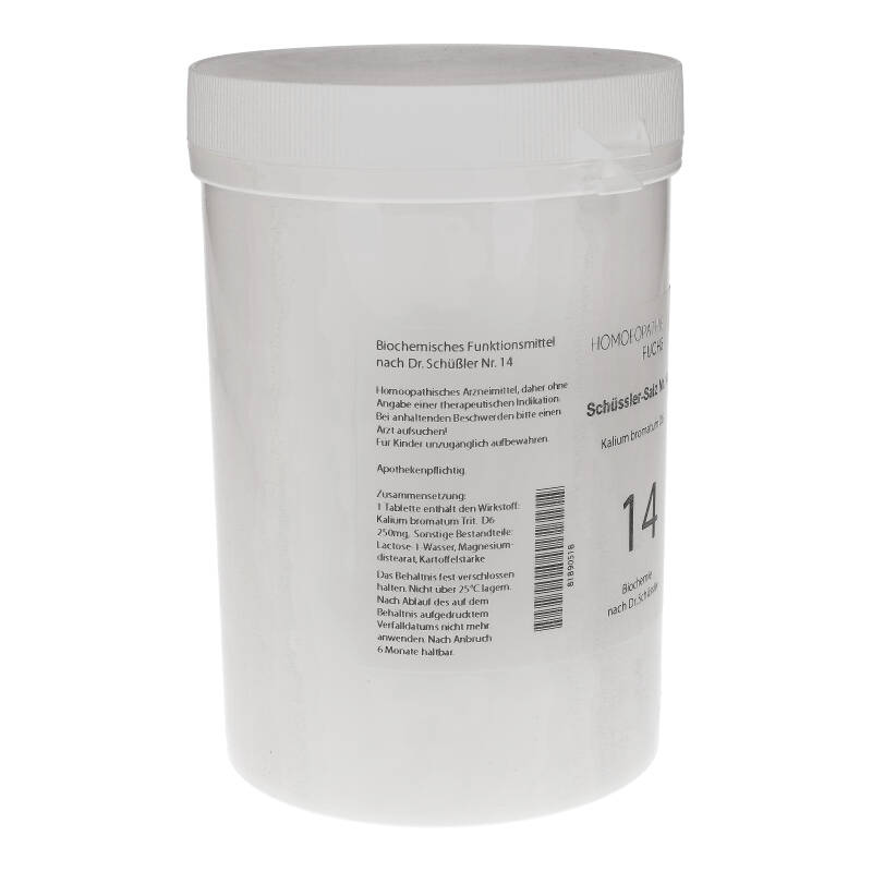 HOMOEOPATHIEFUCHS Schüssler-Salz Nummer 14 Kalium Bromatum D6 Biochemie 4000 St Tabletten