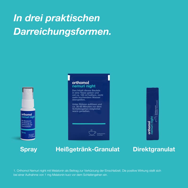 orthomol nemuri night - Einschlafspray mit Melatonin und Hopfen-Extrakt - Spray à 120 Sprühstöße