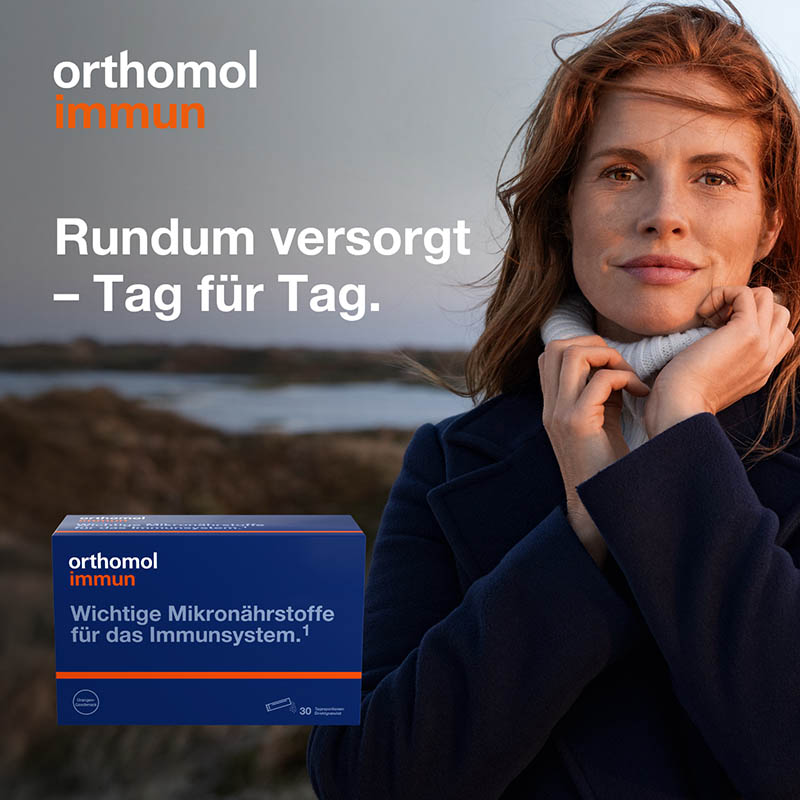 orthomol immun - Mikronährstoffe mit Vitamin C, Vitamin D und Zink - Direktgranulat Orangen-Geschmack