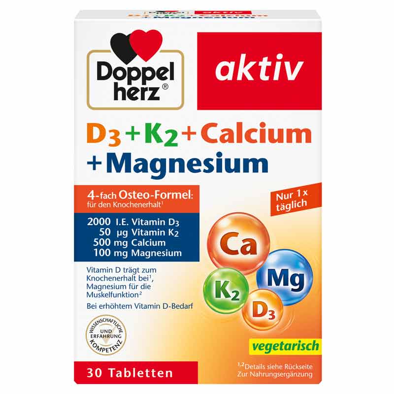 Doppelherz aktiv D3+K2+Calcium+Magnesium 30 St Tabletten