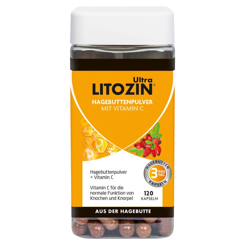 LITOZIN Ultra HAGEBUTTENPULVER MIT VITAMIN C  120 St Kapseln