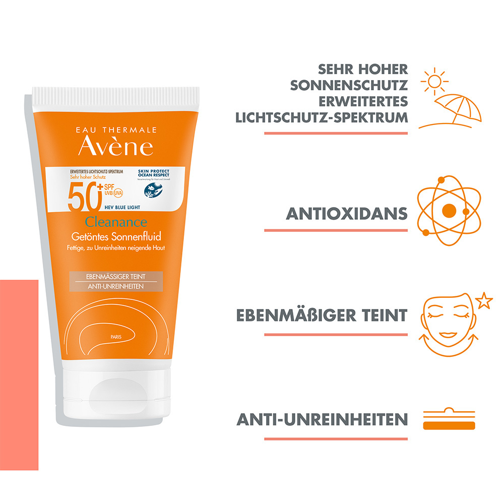 Avène Cleanance Getöntes Sonnenfluid SPF 50+  50 ml Emulsion