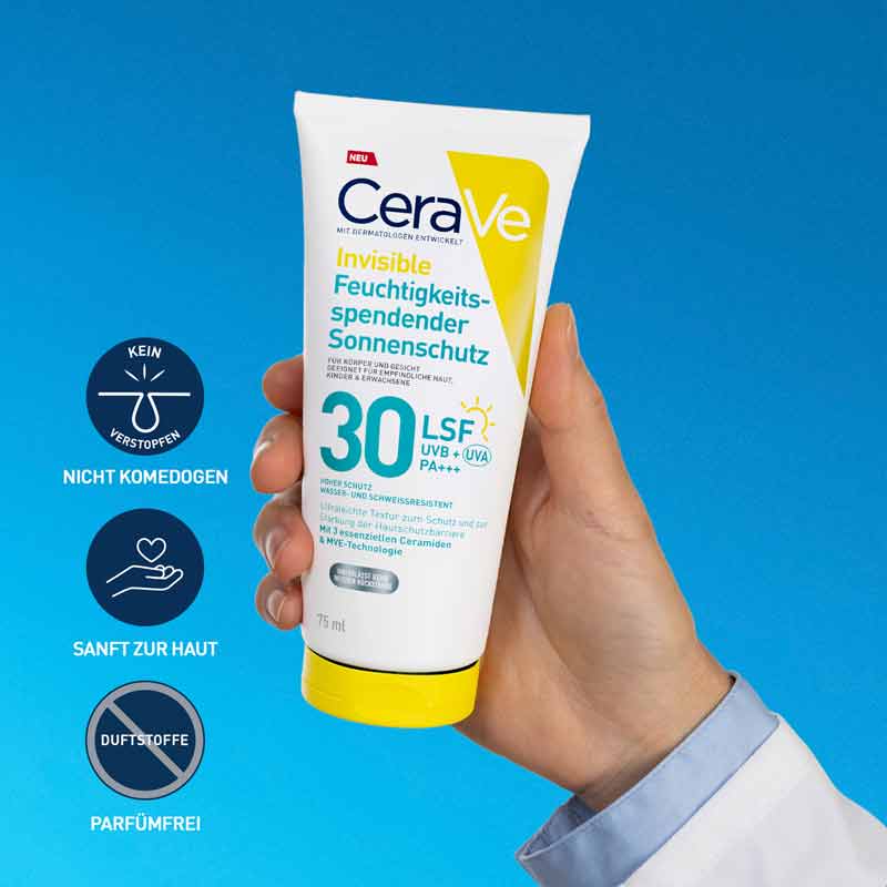 CeraVe Invisible Feuchtigkeitsspendender Sonnenschutz LSF 30 75 ml Lotion