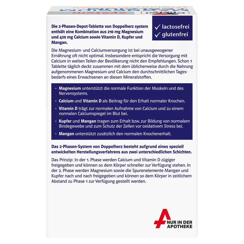 Doppelherz system MAGNESIUM +CALCIUM + KUPFER UND MANGAN 60 St Tabletten