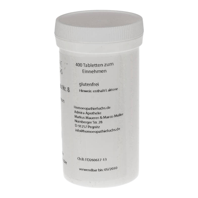 HOMOEOPATHIEFUCHS Schüssler-Salz Nummer 8 Natrium chloratum D6 Biochemie 400 St Tabletten