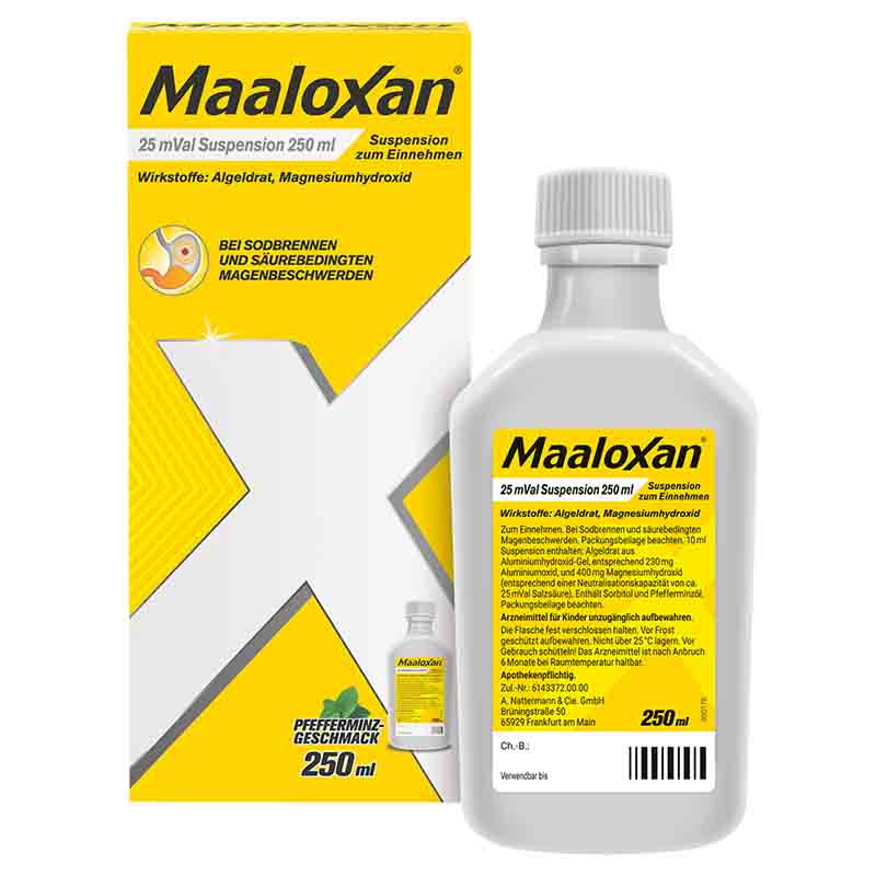 MAALOXAN Suspension bei Sodbrennen & Magenschmerzen 250 ml Suspension