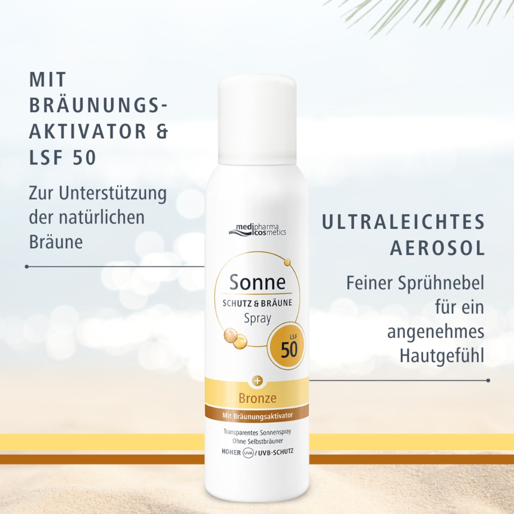 medipharma cosmetics Sonne SCHUTZ & BRÄUNE Bronze LSF 50 Aerosol-Spray 150 ml Spray
