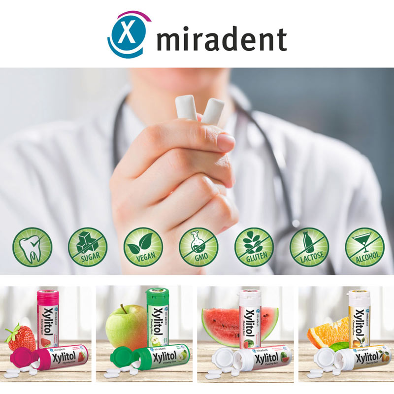 miradent Xylitol Chewing Gum Apfel 30 g Kaugummi